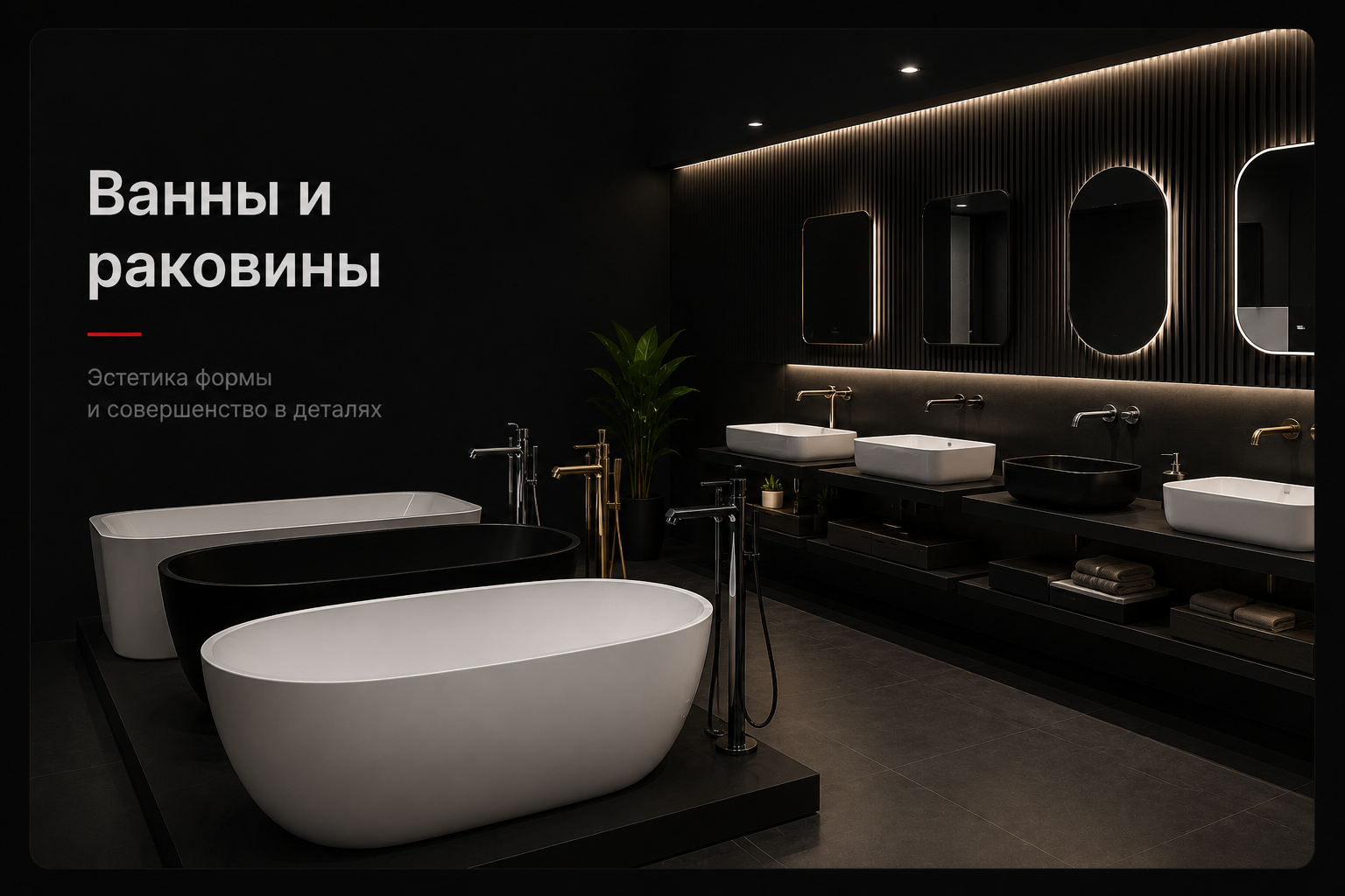 Отдельностоящие ванны и накладные раковины