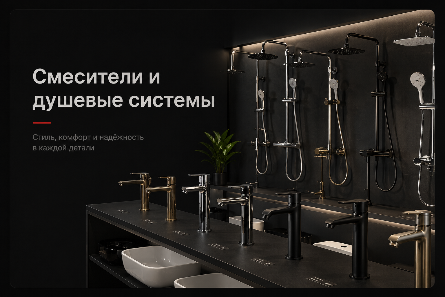 Смесители и душевые системы в шоуруме PROFACTO